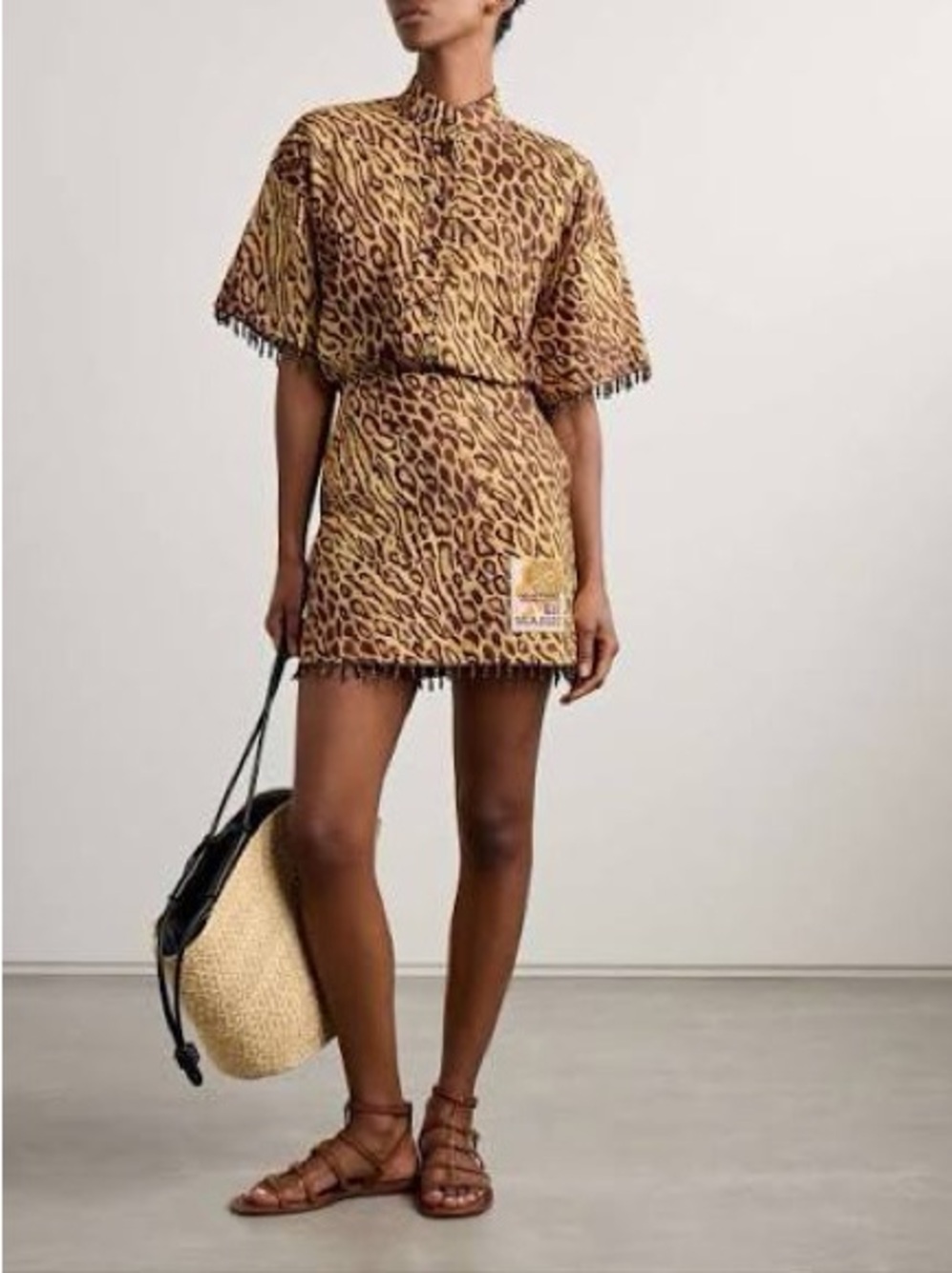 Zimmermann Coco Leopard Beaded Shirt Top Size 1 NWT 4 6 S Small